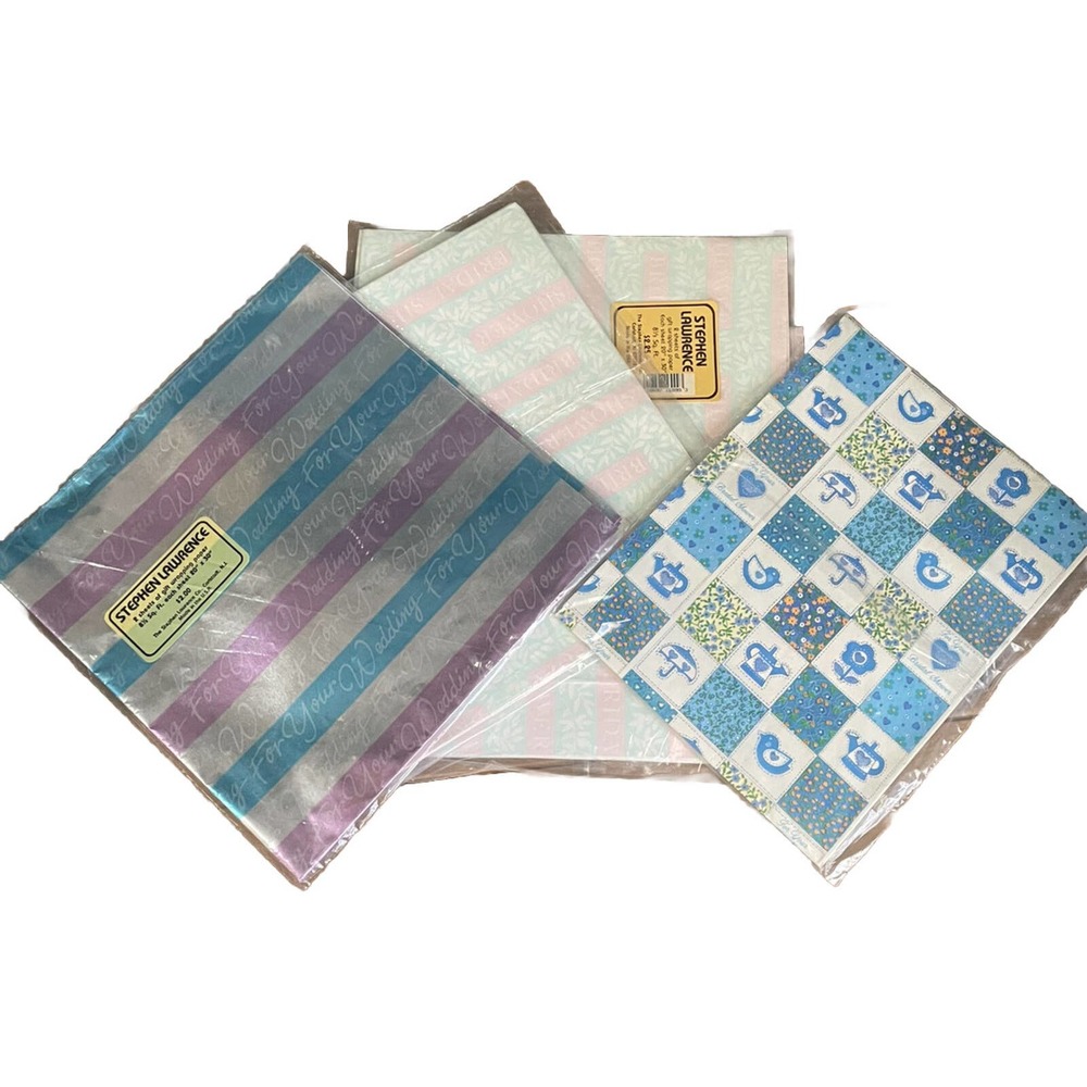 Vintage 80s Bridal Wedding Bridal Shower Gift‎ Wrap Assortment 10 Sheets